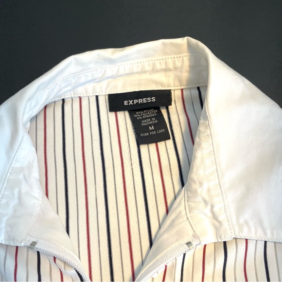 Express long sleeve pinstriped zip up blouse size medium. - Picture 3 of 11